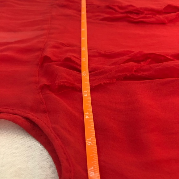 Bebe sheer sleeveless coral/red 100% silk Sm top - Picture 7 of 8